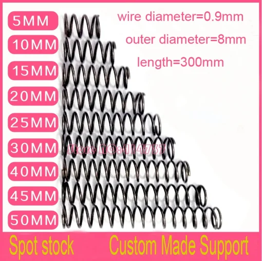 5pcs 0.9*8*300mm series spot spring 0.9mm wire compression pressure ...