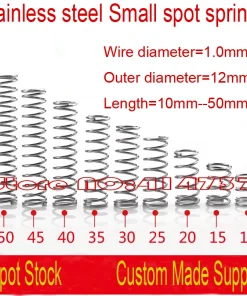 1*12*10mm 50mm OD=12mm 1.0mm wire stainless steel Small spot spring micro spring compression spring pressure spring OD=12mm