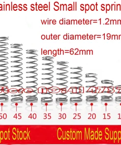 10pcs 1.2*19*62mm stainless steel Small spot spring 1.2mm wire micro spring compression spring pressure spring OD=19mm