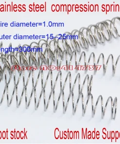 1*15 25(OD)*300mm 1.0mm wire stainless steel hammer spring Y type compression spring pressure spring OD=15 25mm